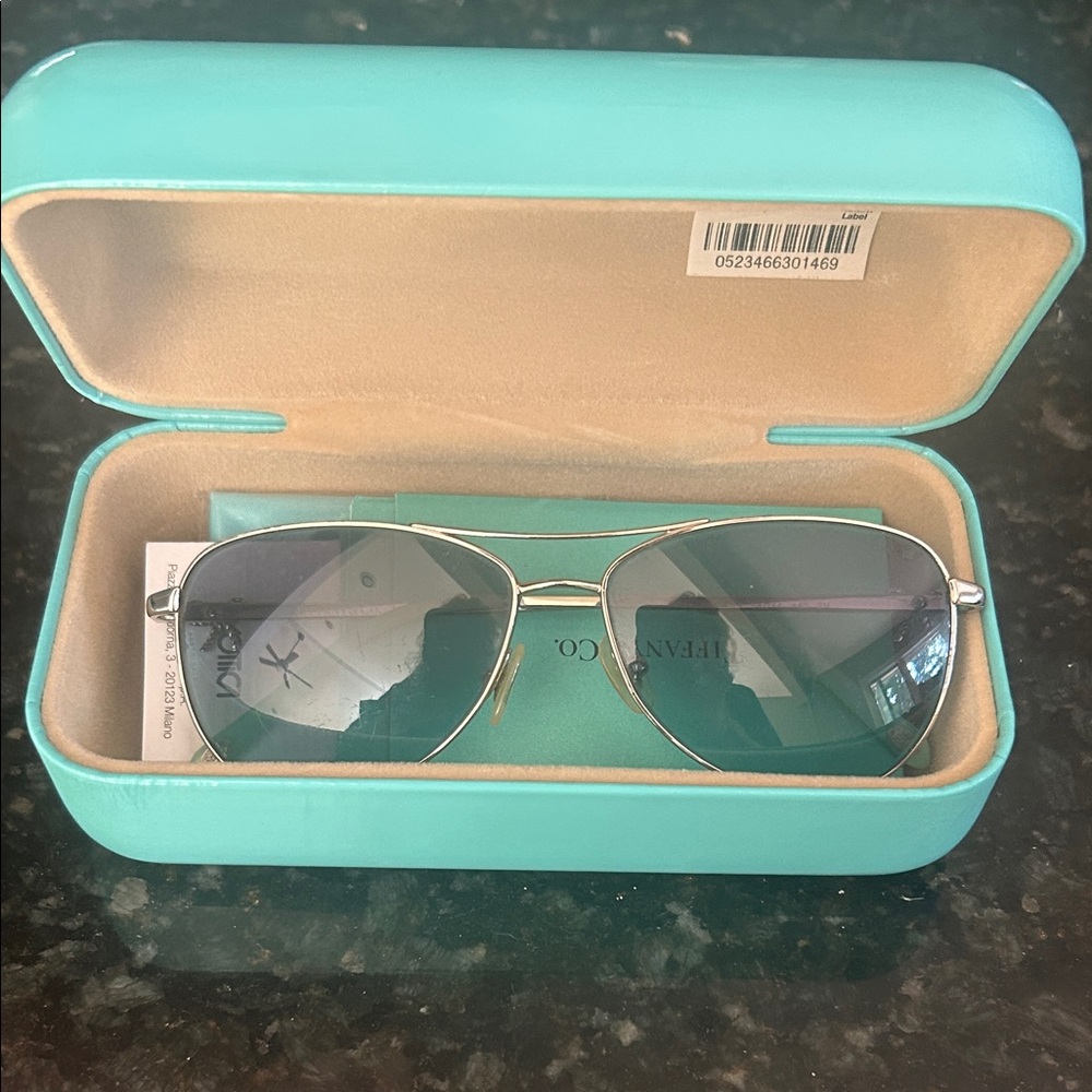 Tiffany & Co. Silver Aviator Sunglasses